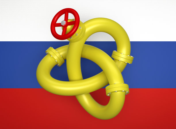 白色背景上的俄罗斯国旗天然气管道图片下载