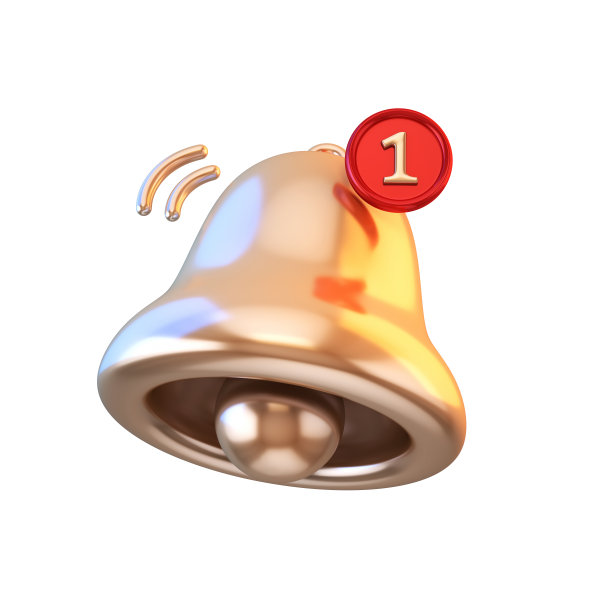 通知铃金属，1通知隔离在红色计数器和剪切路径图片下载