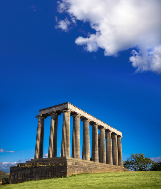 爱丁堡苏格兰卡尔顿山国家纪念碑是纪念苏格兰士兵和水手的图片下载