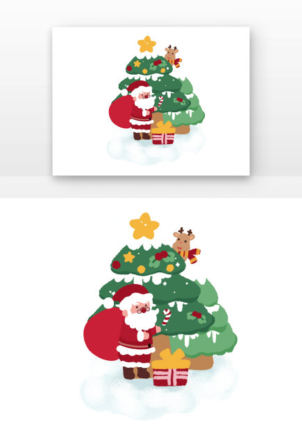 圣诞老人与圣诞树图片下载