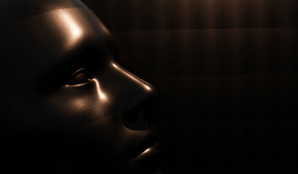 多边形的人类的脸。人类和人工智能的未来概念。抽象和纹理。3 d演示。图片下载