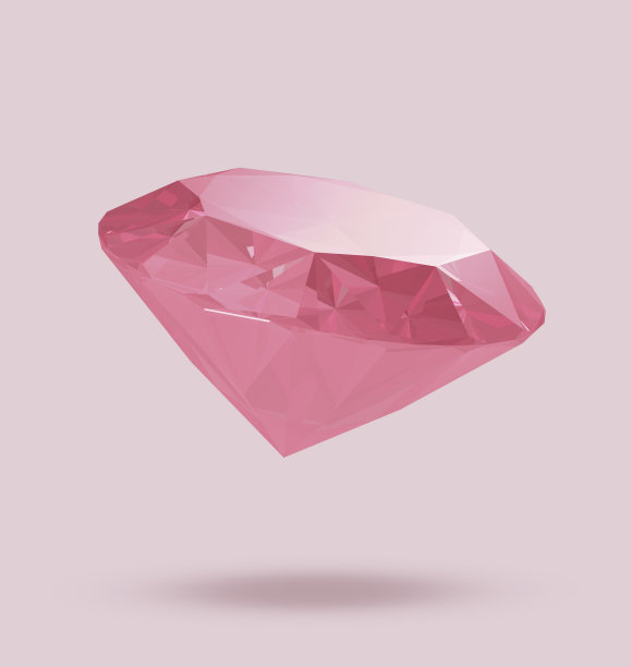 图标粉色钻石在柔和的粉色背景。三维渲染图片下载