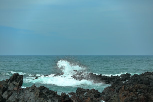 波涛汹涌的济州岛阿勒基海滩图片下载