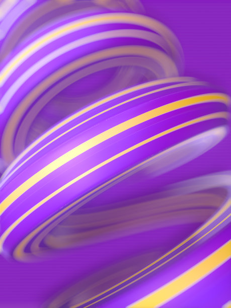 螺旋与霓虹条纹和景深效果。现代艺术。三维渲染数字插图图片下载