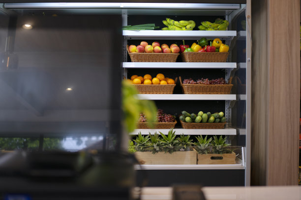 超市里的水果货架。图片下载