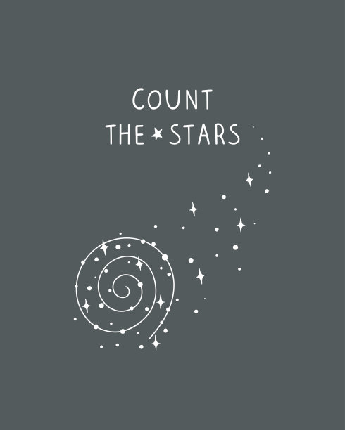 手绘太空海报，有字母和星系图片下载