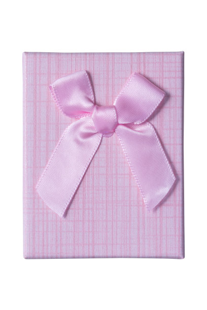 顶视图的粉红色礼品盒孤立的白色背景图片下载