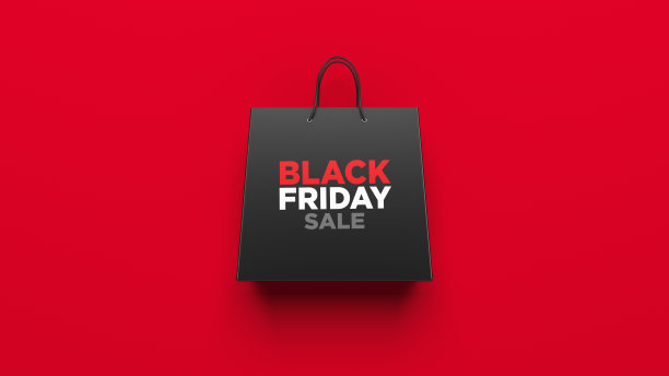 黑色购物袋在红色背景图片下载