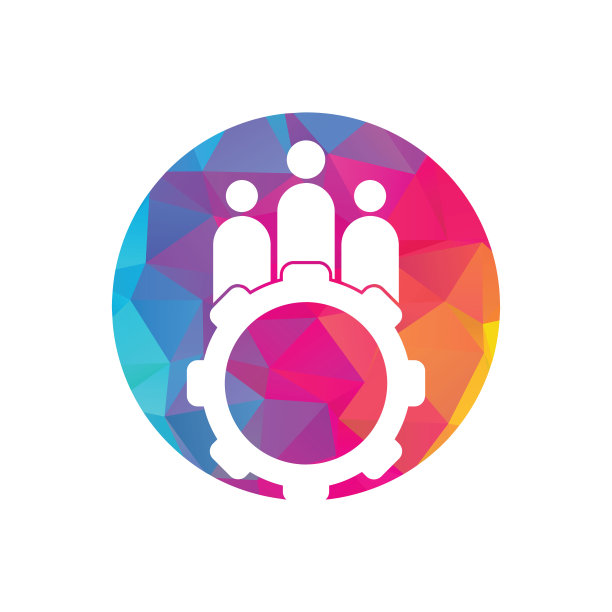 齿轮和人矢量标志设计模板。图片下载