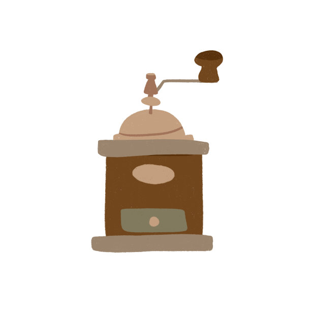 白色背景上手绘的咖啡研磨机。咖啡文化图片下载