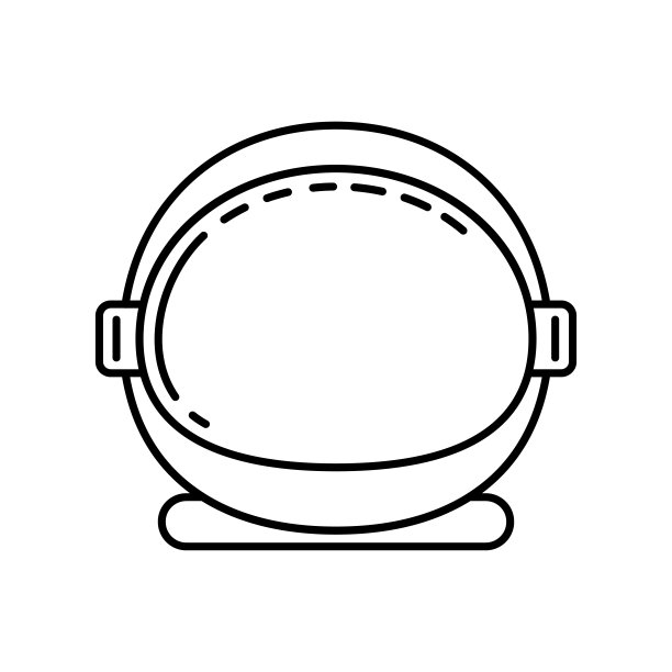 宇航员头盔图标。宇航员头盔的黑色图标。线性宇航员头盔图标隔离图片下载