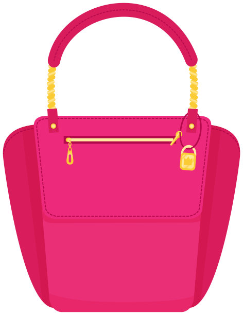 卡通插画女性粉色包包矢量图标孤立在白色背景，时尚的手提包图片下载