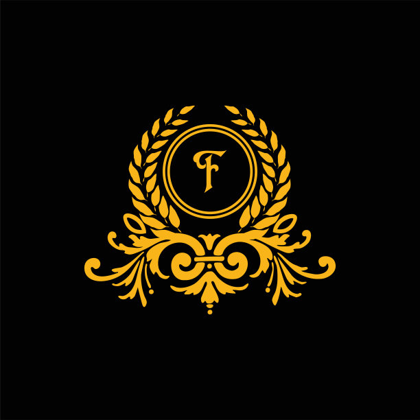 字母F优雅的金色金属铬字母字体。字体经典风格金色字体集的标志，海报，邀请。矢量图图片下载
