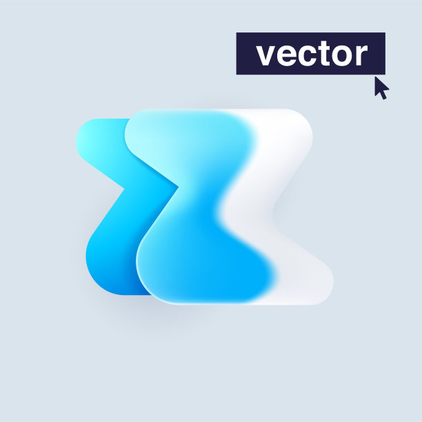 玻璃质感风格的字母Z logo。白色背景上的矢量模糊半透明图标图片下载