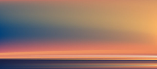 日出在早晨的云天空与橙色，黄色，粉红色，蓝色，戏剧性的黄昏景观与日落。矢量全景地平线灰尘天空旗帜背景的黄金时间在傍晚太阳图片下载