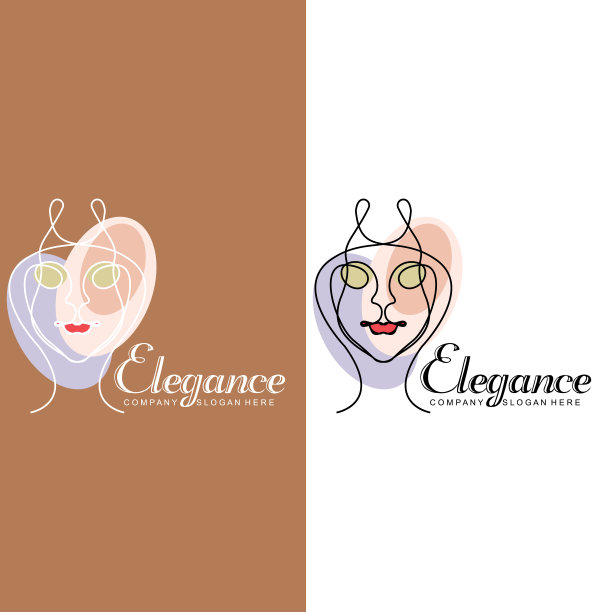 美女标志设计，头发护理沙龙矢量插画图片下载