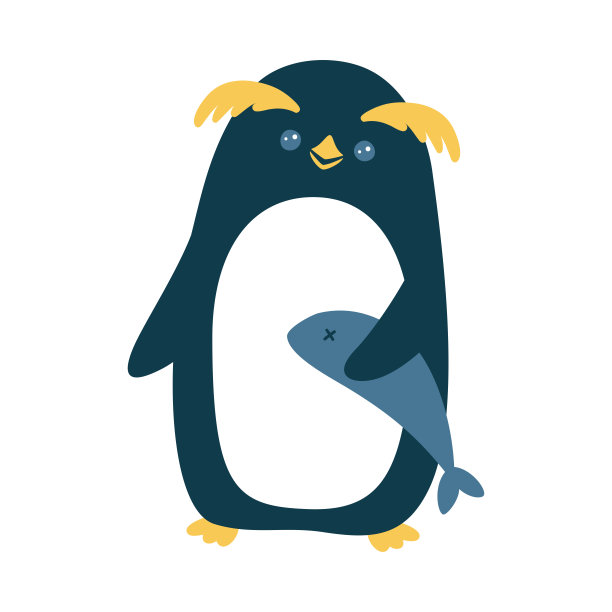 一只可爱的企鹅的矢量插图。孤立在白色背景中图片下载