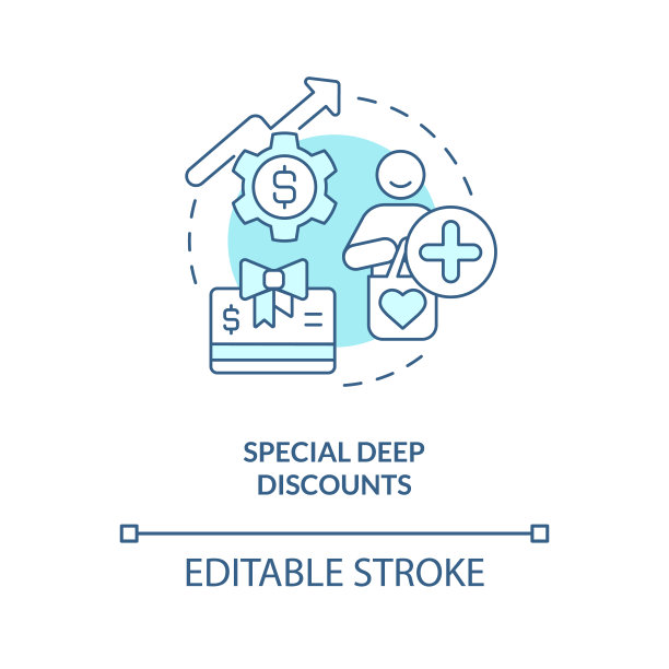 特别深度折扣蓝绿色概念图标图片下载