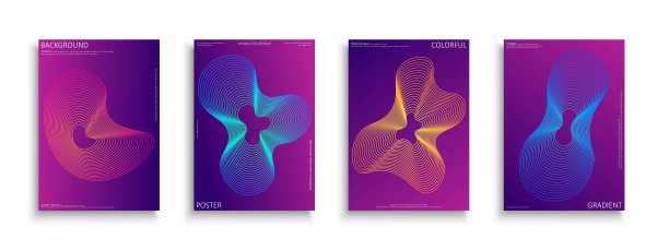 一套抽象的渐变封面，模板，背景，标语牌，小册子，横幅，传单，杂志。彩色未来派海报、卡片等。极简的设计-充满活力的条纹形状图片下载