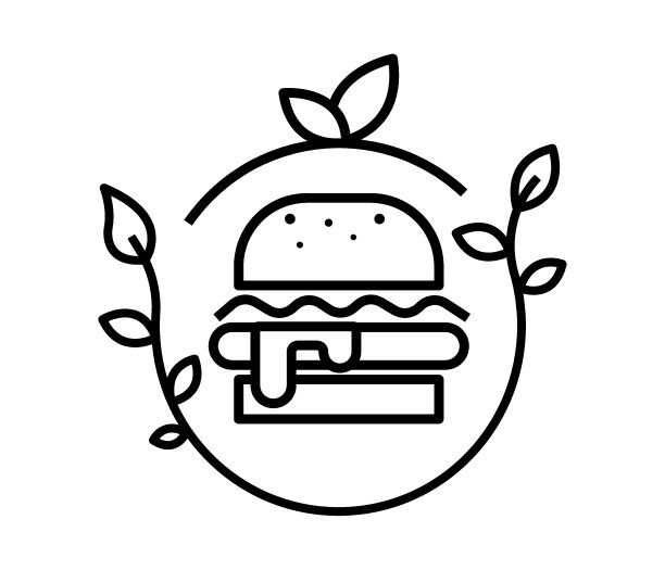 植物性食品标志。素食食物。标志模板向量。图片下载