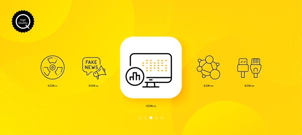 虚假新闻、化学危害和诚信最小线图标：用于Web应用程序、打印，矢量图片下载