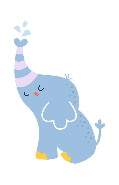 可爱的大象动物幼稚的设计。矢量图图片下载