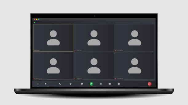 带有用户图标的在线视频通话接口模板。在线会议会议。视频会议图标。在线商务网络研讨会聊天。向量的用户界面屏幕。图片下载