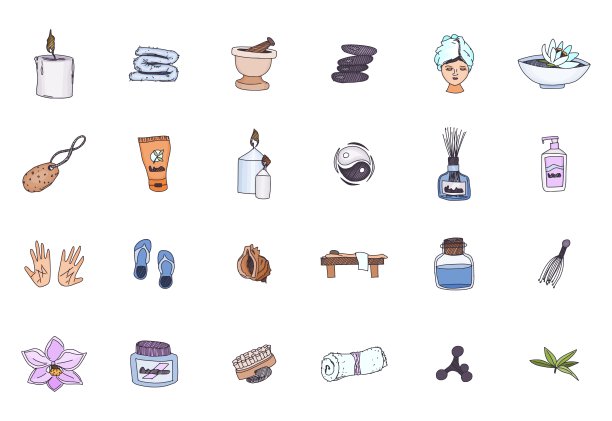 大量选择彩色涂鸦水疗按摩图片下载