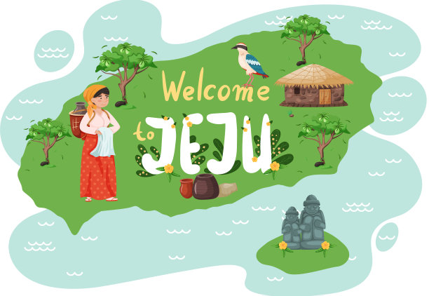 穿着民族服装的女性角色。欢迎来到韩国济州岛。当地济州女性图片下载