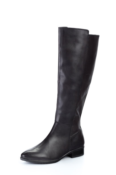 女子高膝皮靴孤立在白色背景图片下载