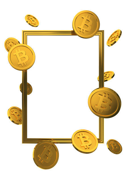 金色框架与比特币隔离在白色背景。3d比特币插图。3 d渲染。加密货币或加密货币符号图片下载