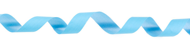 蓝色缎面发光缎带孤立在白色背景上图片下载