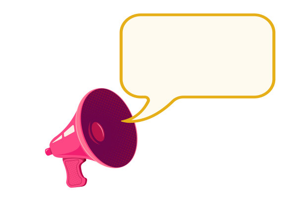 矢量复古粉色扩音器与语音气泡。带有气泡的复古扩音器。图片下载