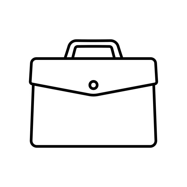 公文包图标。黑色轮廓直线轮廓。正面的看法。可编辑的中风。矢量简单的平面图形插图。隔离。图片下载