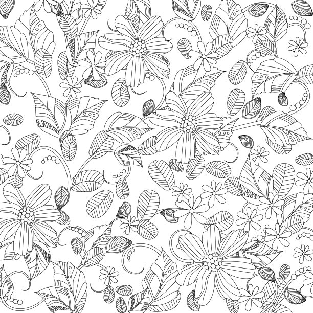 为你的涂色书添彩的春天装饰品图片下载