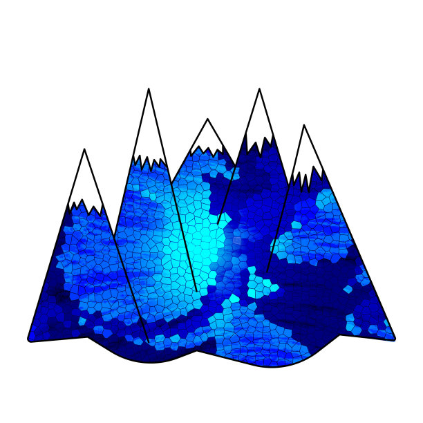 蓝色背景马赛克山脉剪影图片下载