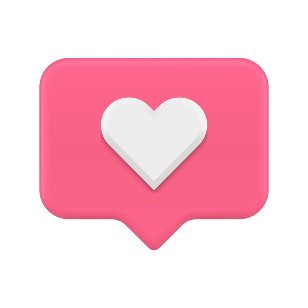 喜欢注意社交媒体网络空间社交网络快速提示粉色逼真的3d图标矢量图片下载