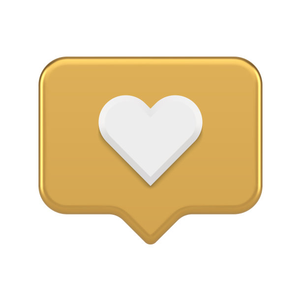 喜欢语音泡泡快速提示在线约会手机应用程序警报黄金现实3d图标矢量图片下载