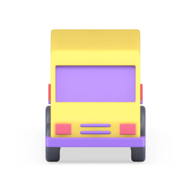 黄色光滑的小货车引擎盖风挡玻璃家庭夏季旅游汽车逼真的3d图标矢量图片下载