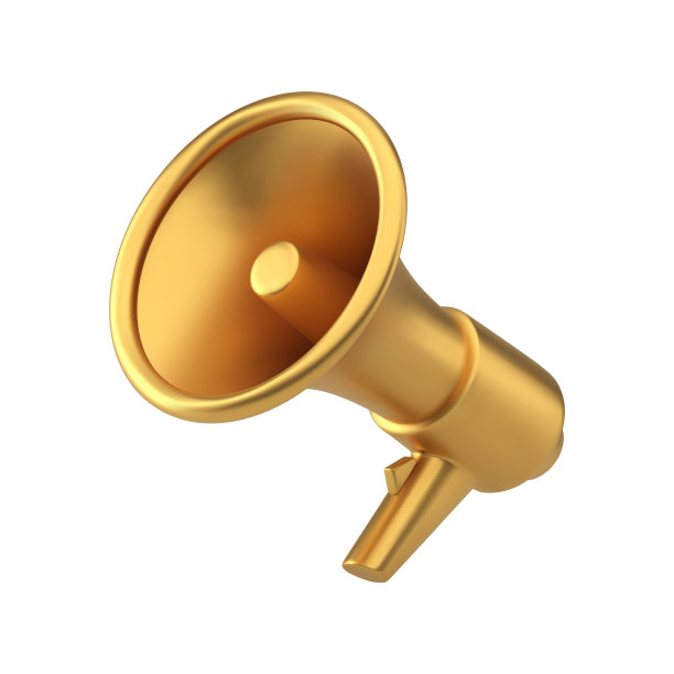 黄金扩音器高端营销广告公开宣布便携式设备3d图标矢量图片下载