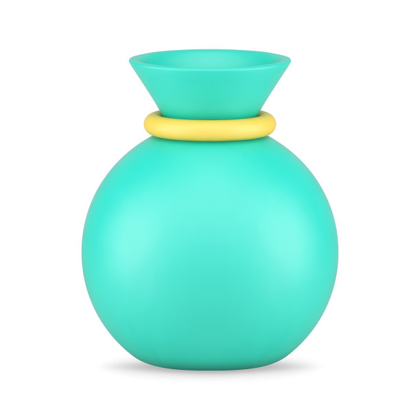 绿色光滑的圆捆袋携带礼物和现金现金逼真的3d图标矢量图片下载