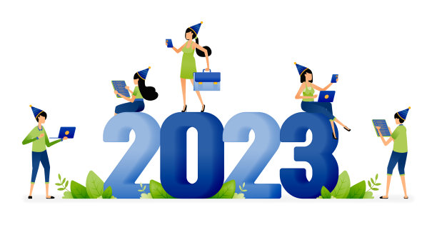 员工和企业家欢迎2022年至2023年新机遇和新目标的说明。设计的网站，着陆页，传单，横幅，应用程序，小册子，启动媒体公司图片下载