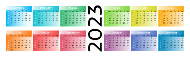 2023年的日历被隔离在白色背景上图片下载