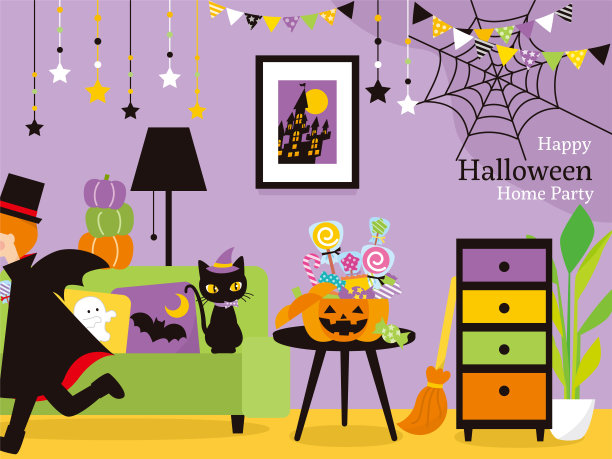 在里面准备万圣节派对图片下载