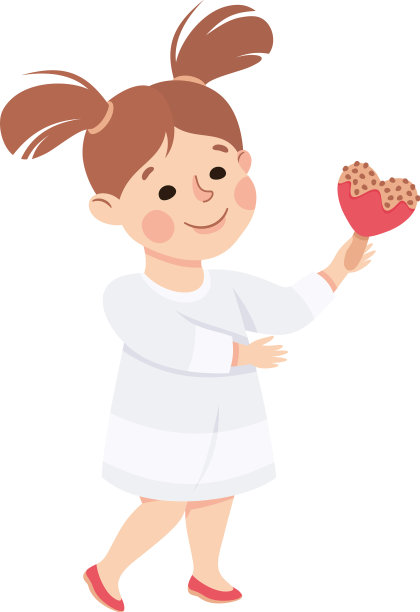 微笑的小女孩给心形糖果棒图片下载