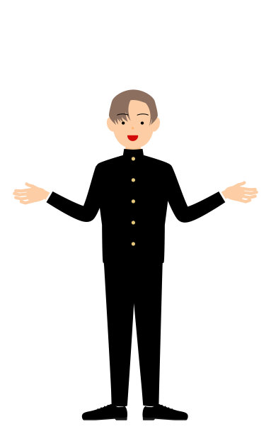 男孩穿着校服，伸出双臂做手势图片下载