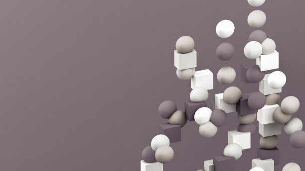 几何形状墙纸。3d立方体和球体背景。现代海报的背景。抽象的3 d演示。下落的方块和球。最小的风格。图片下载