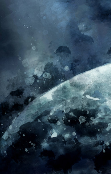 深蓝色和黑色水彩背景。抽象水彩深空间背景。图片下载