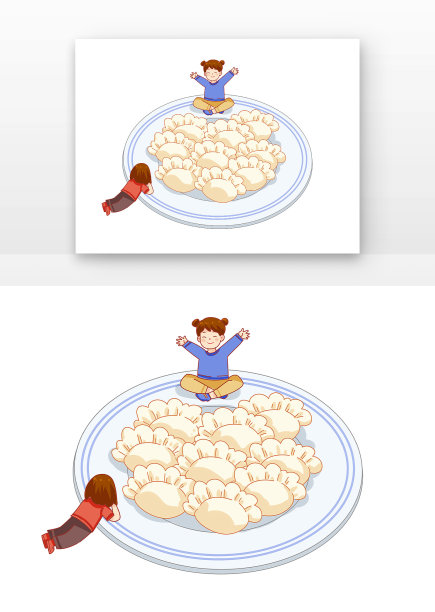 蓝色饺子儿童元素图片下载