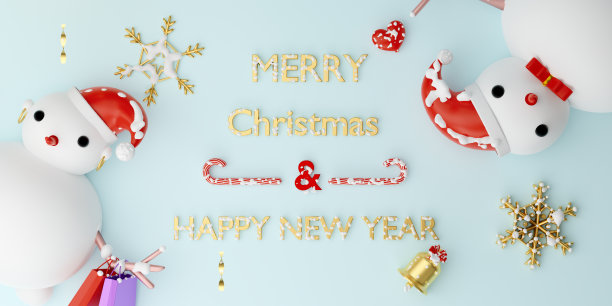 雪人与雪花在天蓝色粉彩组成的现代舞台展示和极简主义模型，概念圣诞节和节日新年，3d插图或3d渲染图片下载